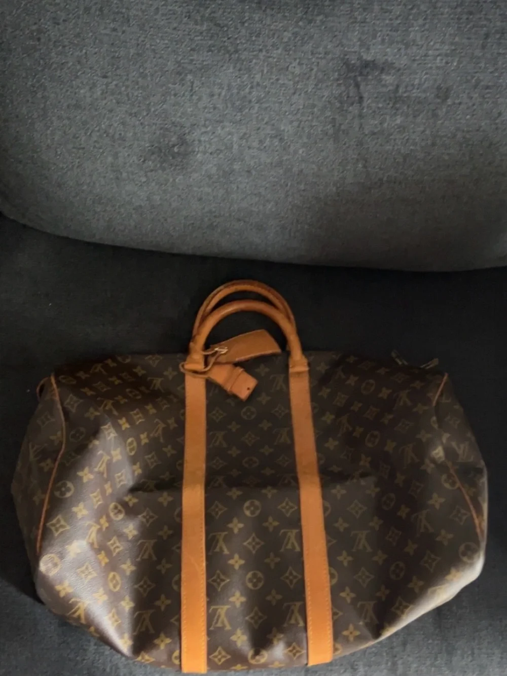 Louis Vuitton Monogram Canvas Duffel with Tan Leather Trim